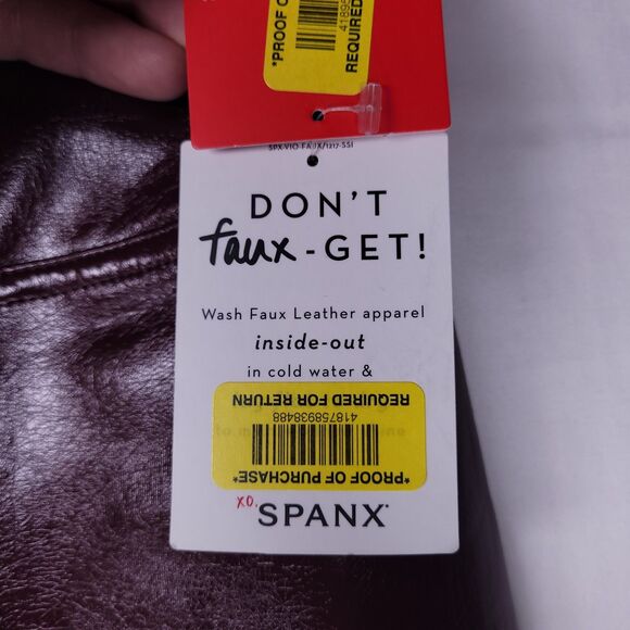 Spanx Faux Leather Leggings Medium Ruby Patent Shiny 20301R - Picture 6 of 16